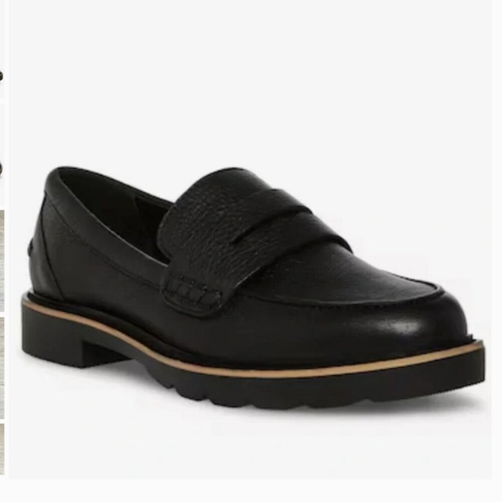 Blondo Black Leather Lugged Waterproof Penny Loafer